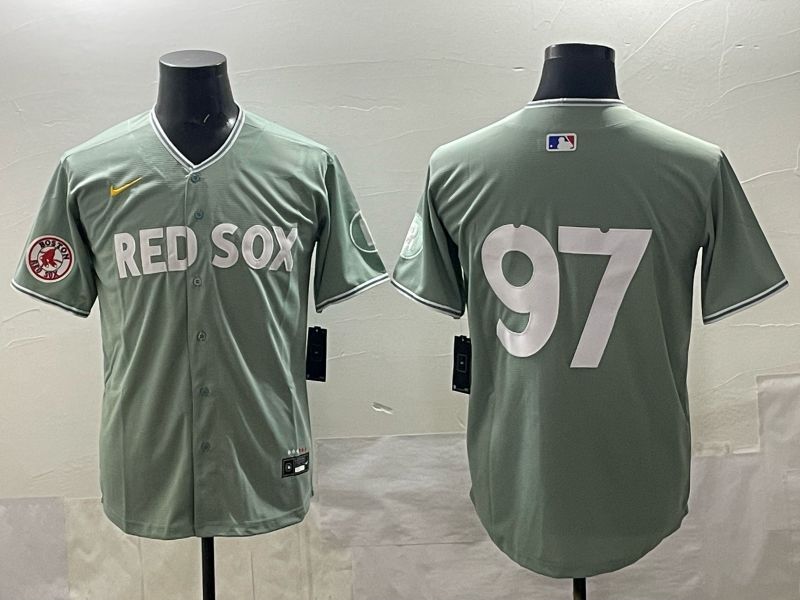 Men 2025 Boston Red Sox #97 No Name Green Nike MLB Jersey style 010